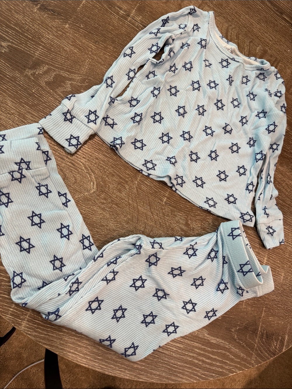 Caden Lane Light Blue Pajama Set with Navy Star Print